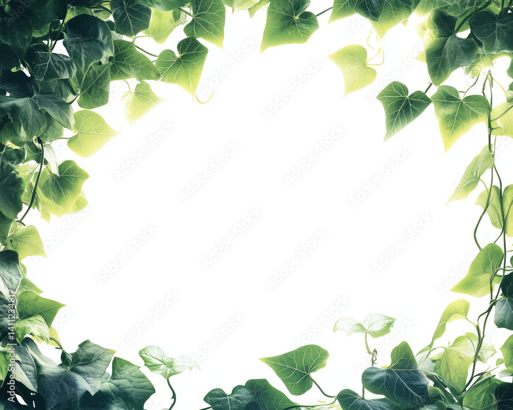 Naklejka premium A lush ivy vine border framing the space for text with vibrant green leaves
