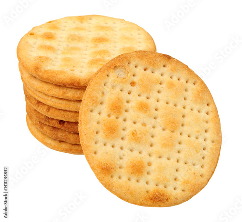 Canvas Print Cornish wafers biscuits flaky puffed savoury crackers isolated on a white backgr