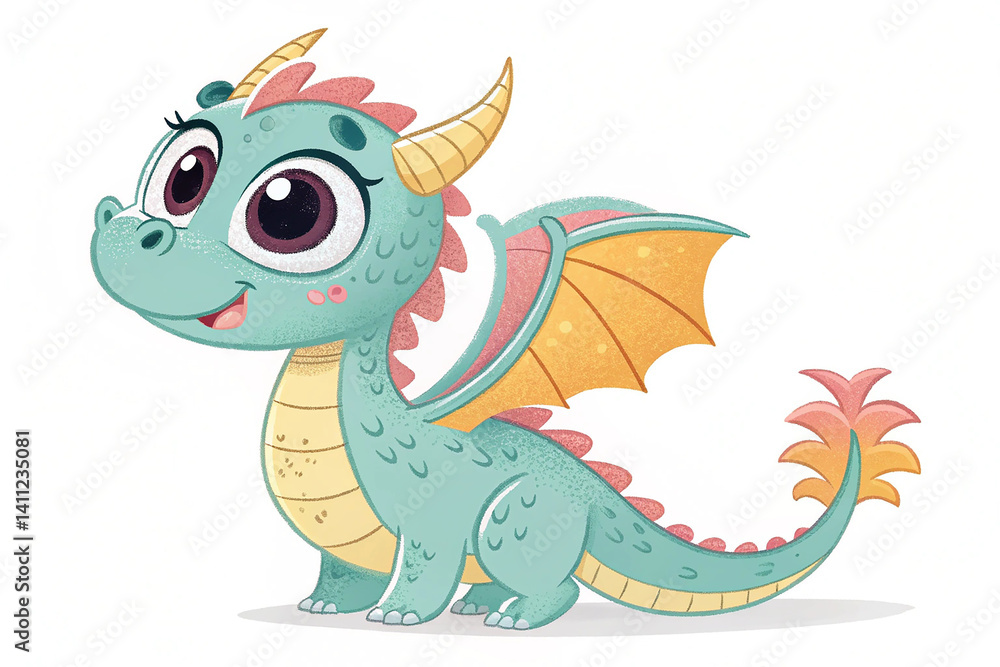 Vector illustration of cute dragon cartoon isolated on white background Vector illustration of cute dragon cartoon isolated on white background