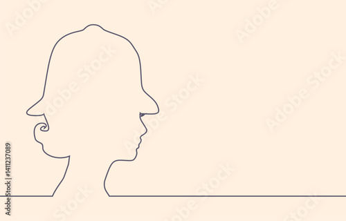 Metropolitan policewoman face side view icon. Elegant silhouettes of a female head. Avatar profile sign. Thin line style