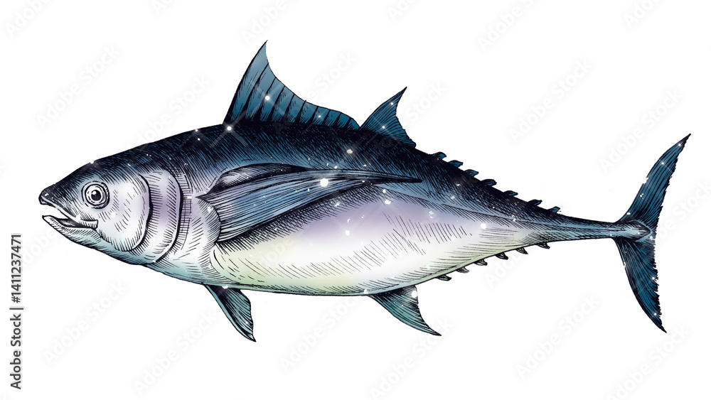 Fototapeta premium Sparkling tuna fish design element