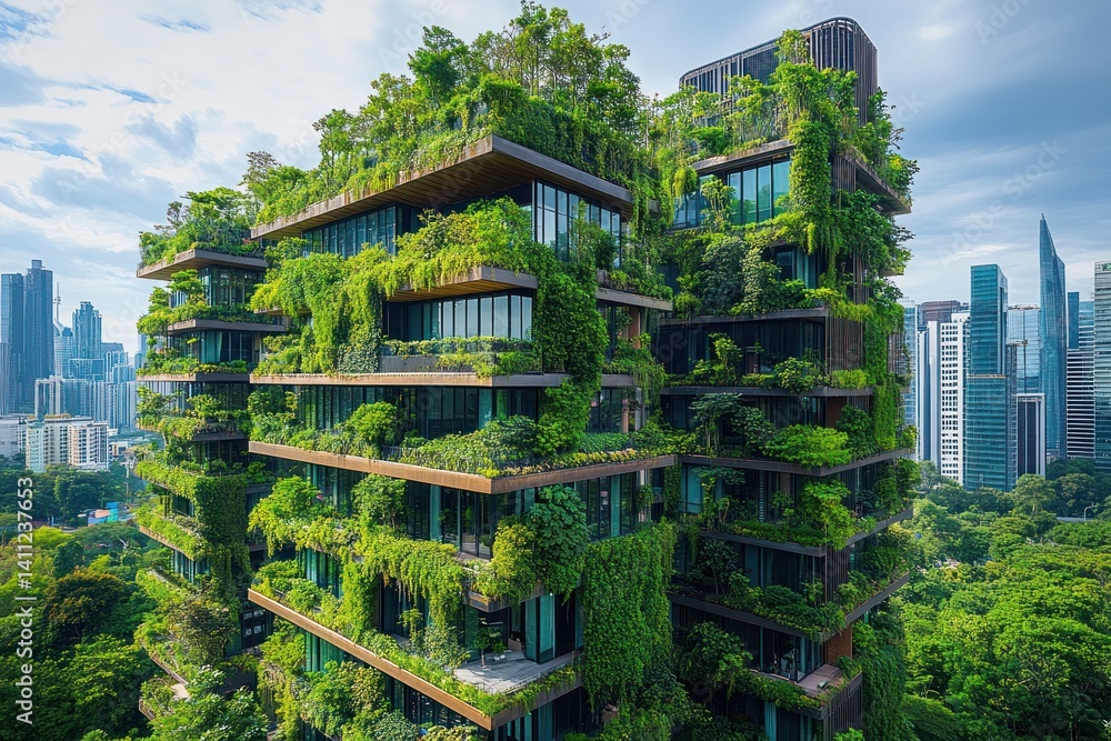 Green skyscraper, sustainable living Green skyscraper, sustainable living