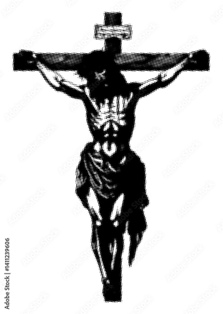 PNG Jesus halftone design, transparent background PNG Jesus halftone design, transparent background