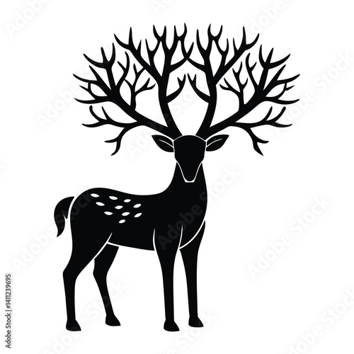 A deer antlers turning into trees on white background