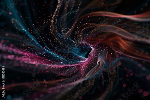Abstract swirling vortex of vibrant particles