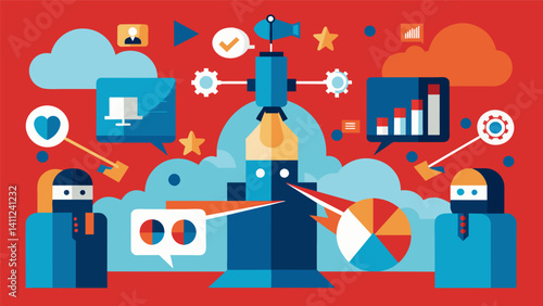 A technological battleground where data is the weapon of choice for campaigning and influencing the public opinion.. Vector illustration