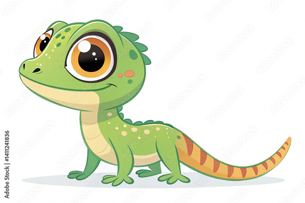Fototapeta premium Vector illustration cute lizard cartoon isolated on white background