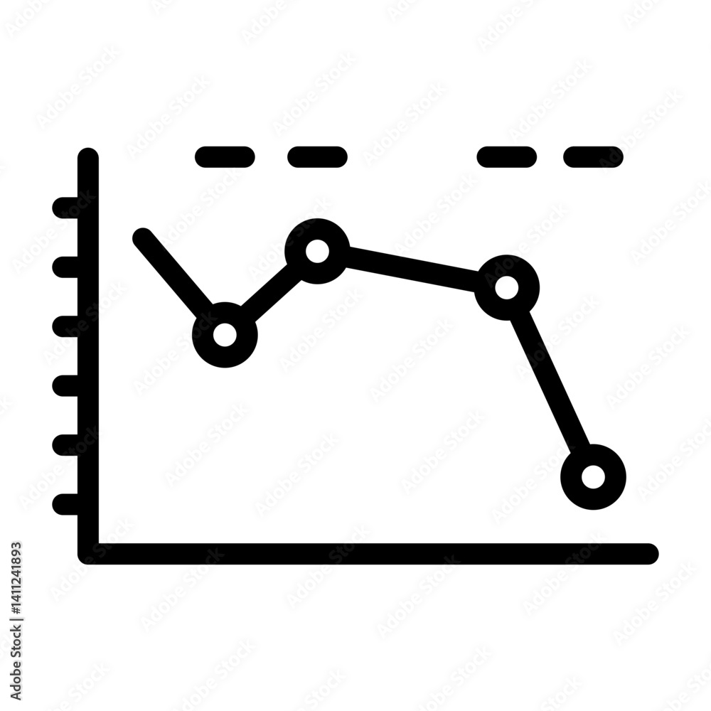 Falling Line Graph Icon Falling Line Graph Icon