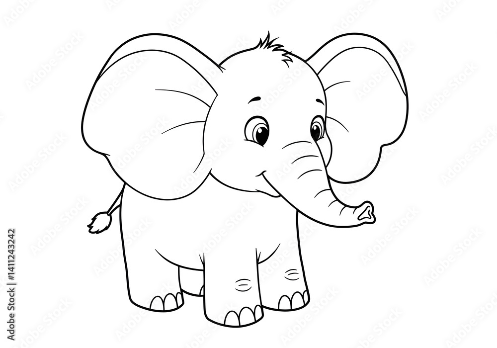 Obraz premium Simple Thick Outline Animals for Kids Coloring Book: Adorable Line Art Illustrations for Toddlers and Preschoolers
