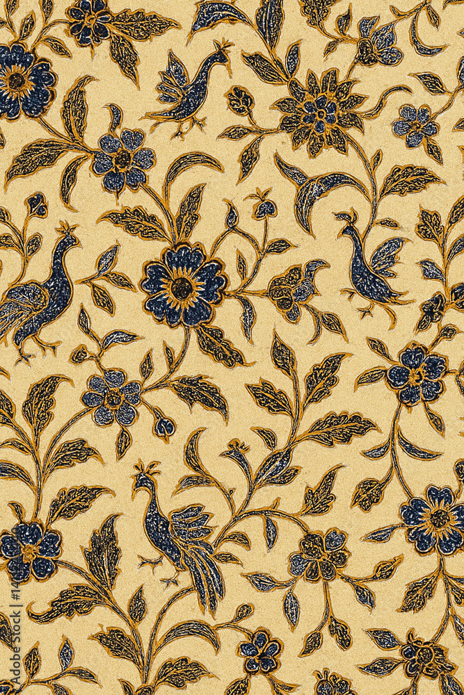 coastal batik pattern with flowers and birds motif coastal batik pattern with flowers and birds motif