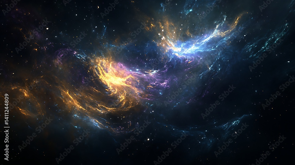 Fototapeta premium Cosmic nebulae display vibrant hues of interstellar gas and dust.