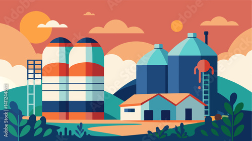 The absence of grains in the silos is a stark reminder of the impact of embargoes and sanctions on the availability of basic food supplies.. Vector illustration