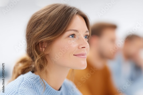 Free Download parent-teacher meeting in progress with teacher explaining details to attentive parents background blurred for focus - GFXLoad