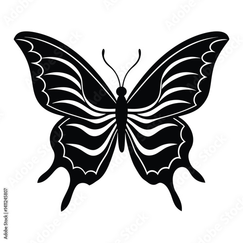 A butterfly whose wings are ocean waves on white background.