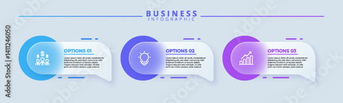 Design template for vector infographic labels with icons and 3 options or steps. Suitable for process diagrams, presentations, workflow layouts, banners, flow charts, and infographics.