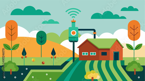 Soil moisture sensors enable farmers to implement targeted irrigation minimizing water waste and promoting healthier soil.. Vector illustration