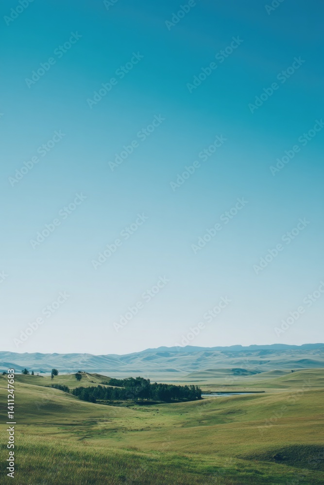 Fototapeta premium serene untouched landscape of nature reserve or park with sweeping open views