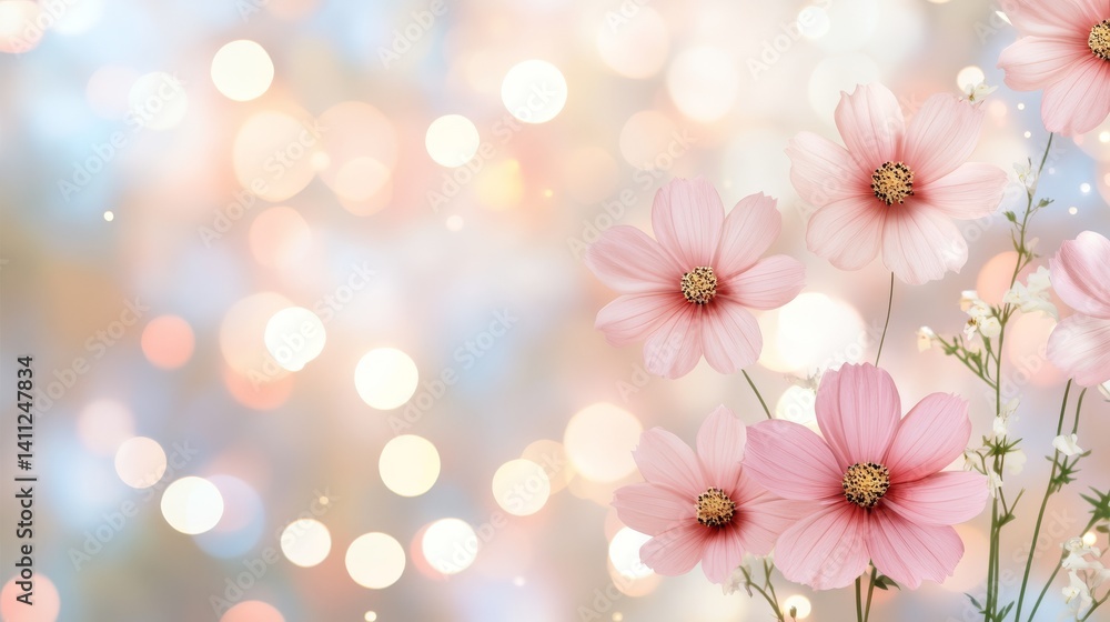 Dreamy pink flowers in soft focus, a romantic floral aesthetic on blurred background Dreamy pink flowers in soft focus, a romantic floral aesthetic on blurred background