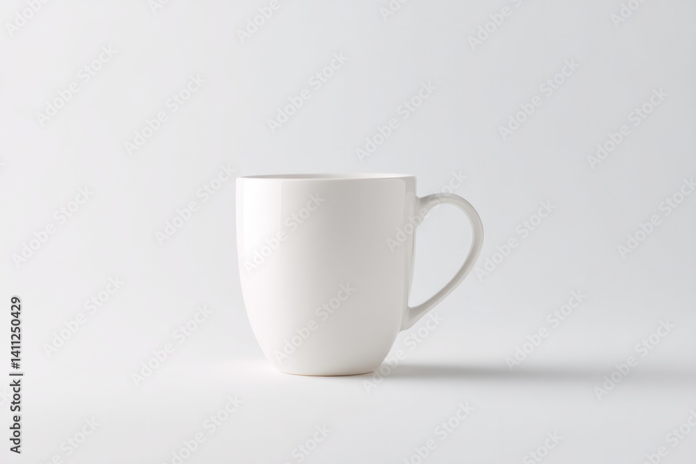 solitary coffee mug stands on plain white surface illuminated by soft light emphasizing its contours solitary coffee mug stands on plain white surface illuminated by soft light emphasizing its contours