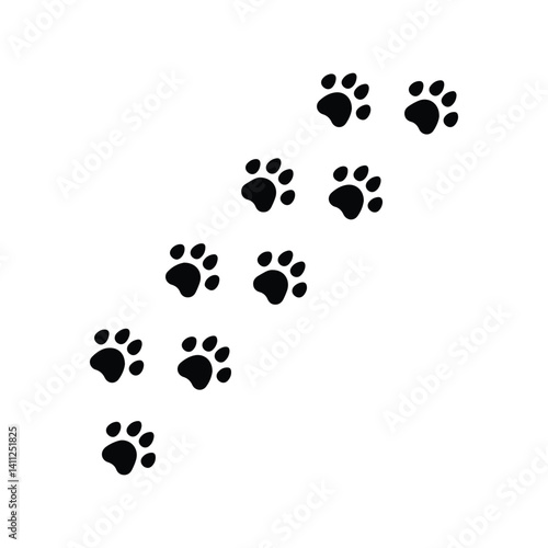 Dog paw vector illustration. Pet footprint design, animal lovers, veterinary, pet care branding
