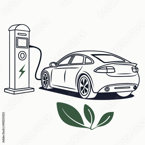 Electric Car Charging Station Vector