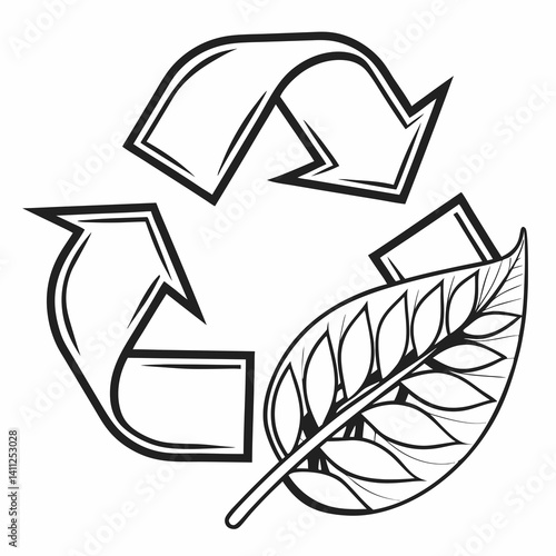 Recycle Symbol with Leaf Vector