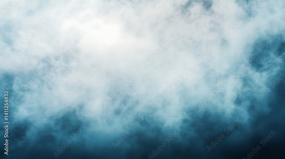 Obraz premium Dense, swirling clouds obscure a bright light source.
