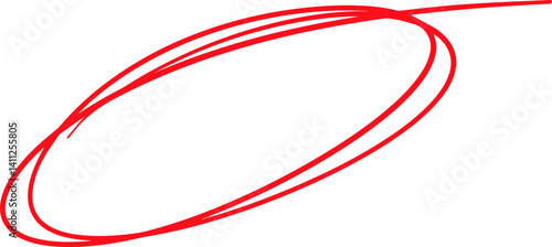 Hand Drawn Red Circle Scribble Set, Sketchy Round Highlight Marker Elements Isolated on White Background