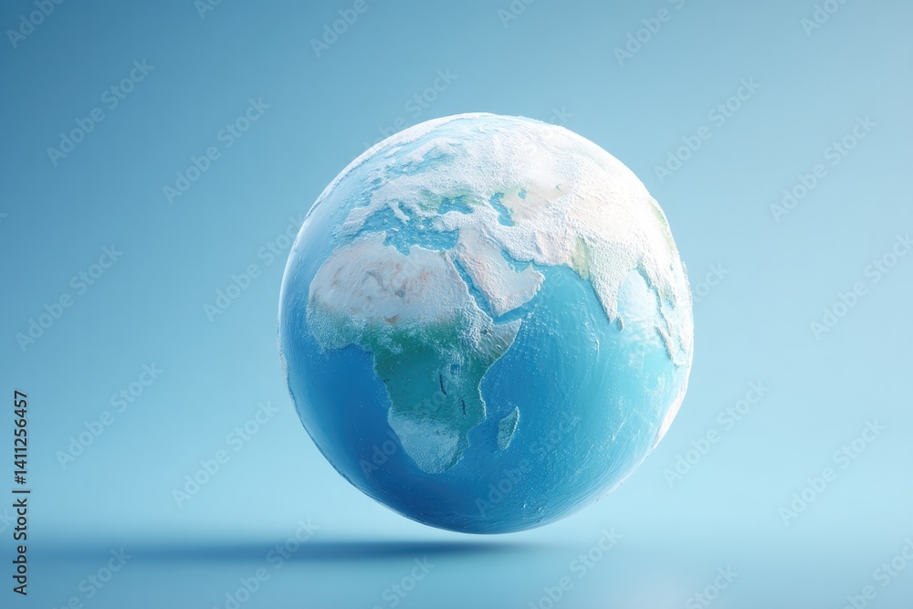 isolated 3d model of earth with exaggerated water bodies symbolizing world oceans day on blue background isolated 3d model of earth with exaggerated water bodies symbolizing world oceans day on blue background