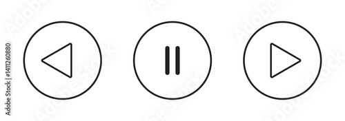 Free Download Play button icon. Play, pause, Next and previous symbols. Black and White Play button icon on white background. Vector illustration. - GFXLoad