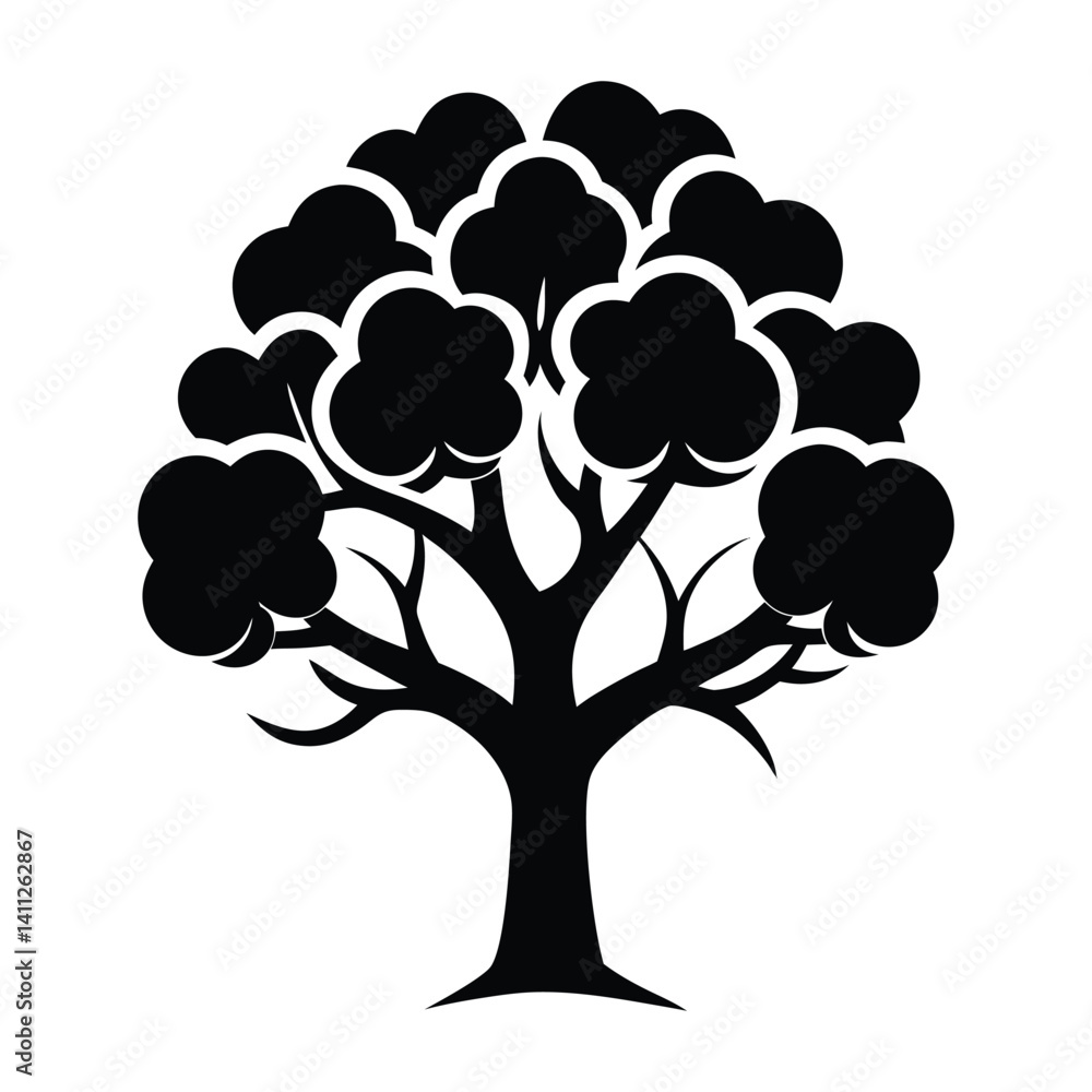 Fototapeta premium Cotton tree silhouette on white background