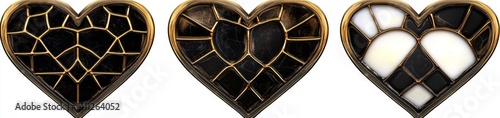 Heart-shaped decorative pieces with intricate designs