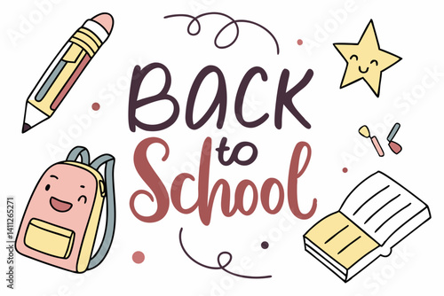 back to school handwriting vector illustration