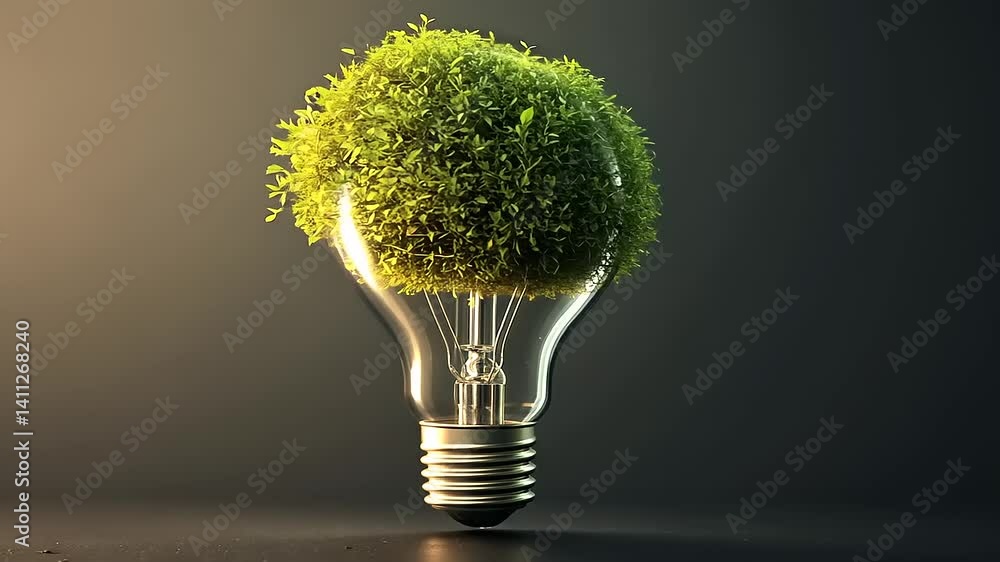A light bulb with a green plant inside, symbolizing eco-friendly energy solutions and sustainability A light bulb with a green plant inside, symbolizing eco-friendly energy solutions and sustainability