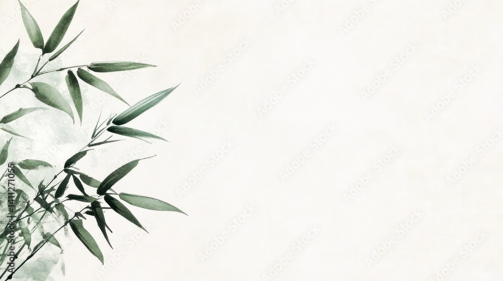 Fototapeta premium Delicate Bamboo Leaves on Textured Background