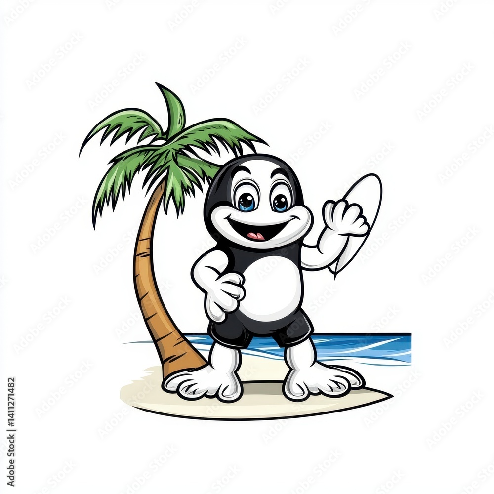 Naklejka premium Cartoon Character on Beach