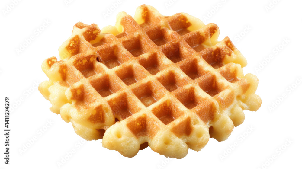 Golden Waffle Delights: Close-up shot of a single, freshly baked waffle, boasting a captivating golden-brown hue, perfect for a breakfast or snack Golden Waffle Delights: Close-up shot of a single, freshly baked waffle, boasting a captivating golden-brown hue, perfect for a breakfast or snack