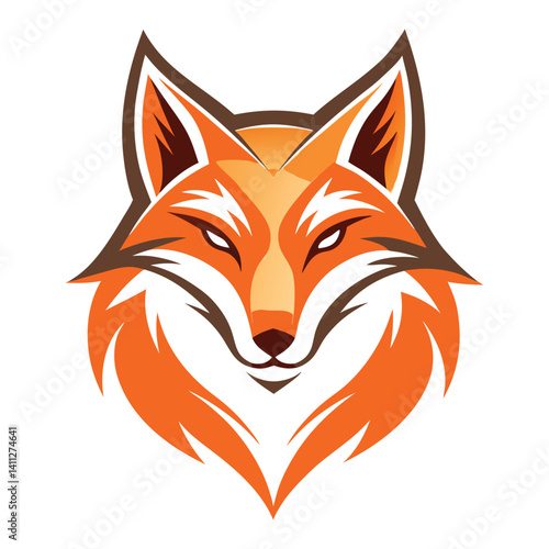 Cute red fox cartoon vector illustration, a wild mammal with a bushy tail