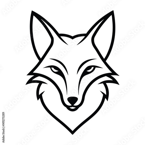 The swift fabled fox head, wolf head icon on black and white background vector image logo  art silhouette design