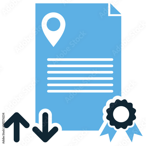 Certificate of origin icon vector for export documentation, trade identity, and customs approval. Ideal for international shipping design and product origin verification.