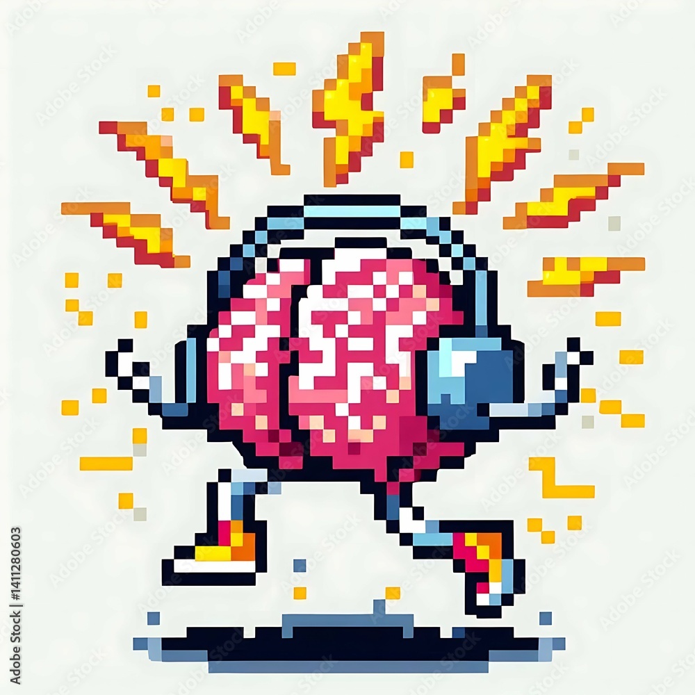 Fototapeta premium Pixel Brain Beats Creative Thinking suitable for website background