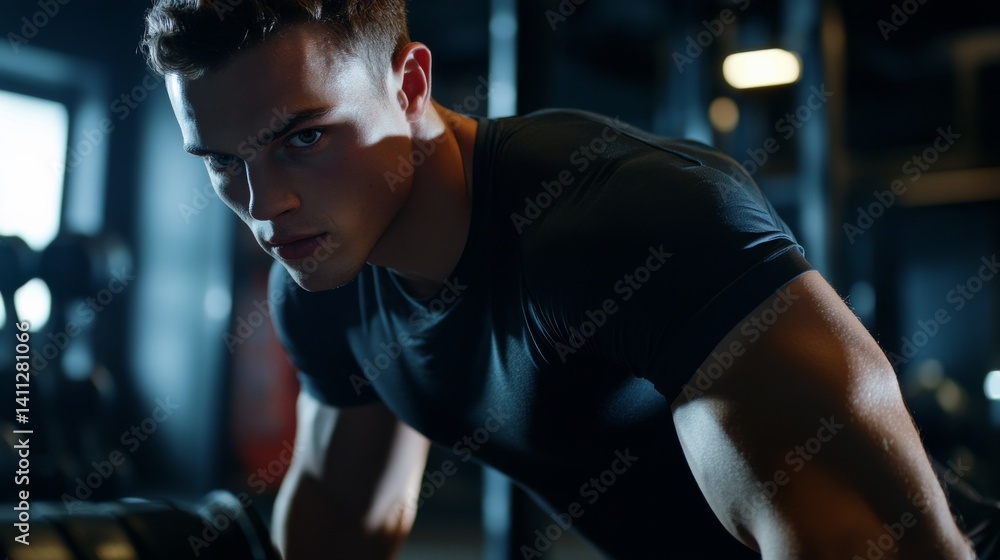 A fitness trainer demonstrating a workout routine in a gym. Featuring motivation and strength A fitness trainer demonstrating a workout routine in a gym. Featuring motivation and strength