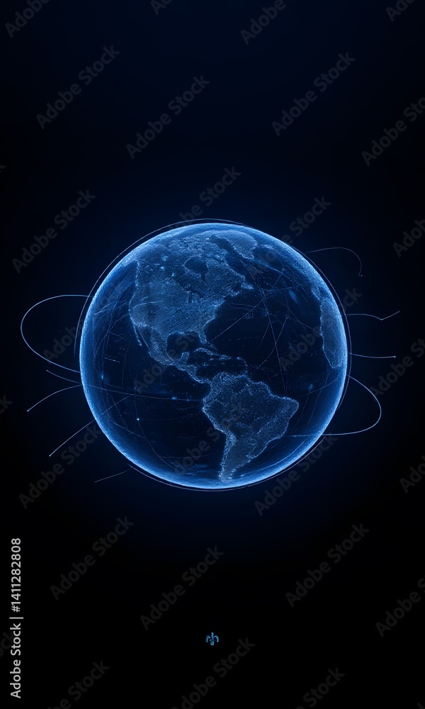 A map of planet Earth with glowing lines. A map of planet Earth with glowing lines.