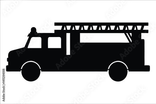 fire fighter truck silhouette, fighter truck black vector