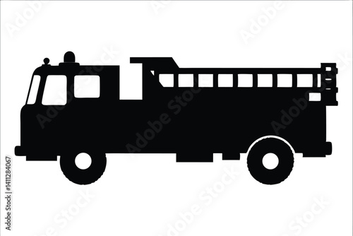fire fighter truck silhouette, fighter truck black vector