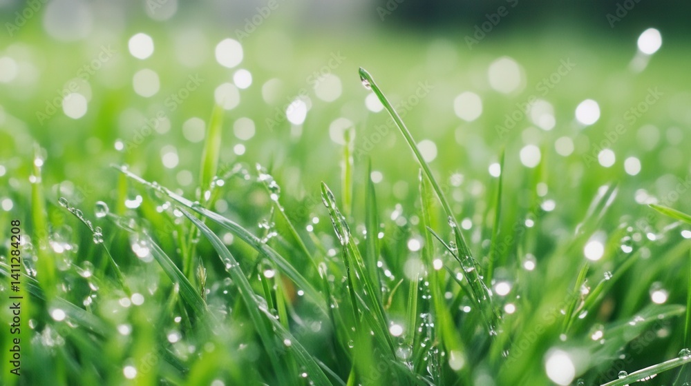 Obraz premium Dew-kissed grass blades (2)