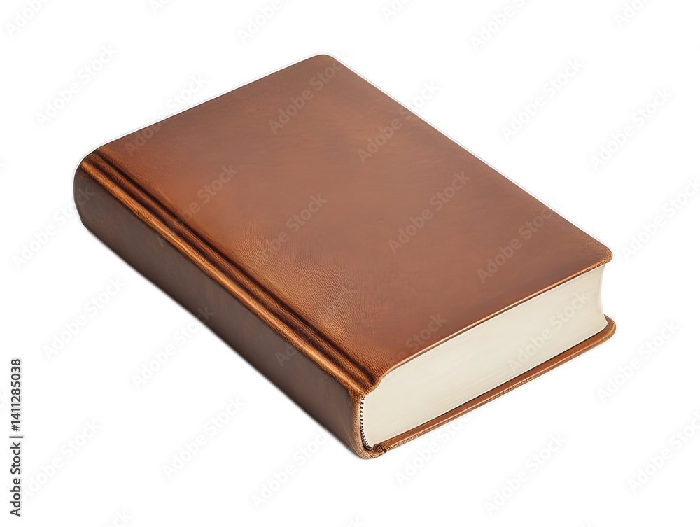 Classic Brown Leather Book Cover Isolated on White Background Classic Brown Leather Book Cover Isolated on White Background