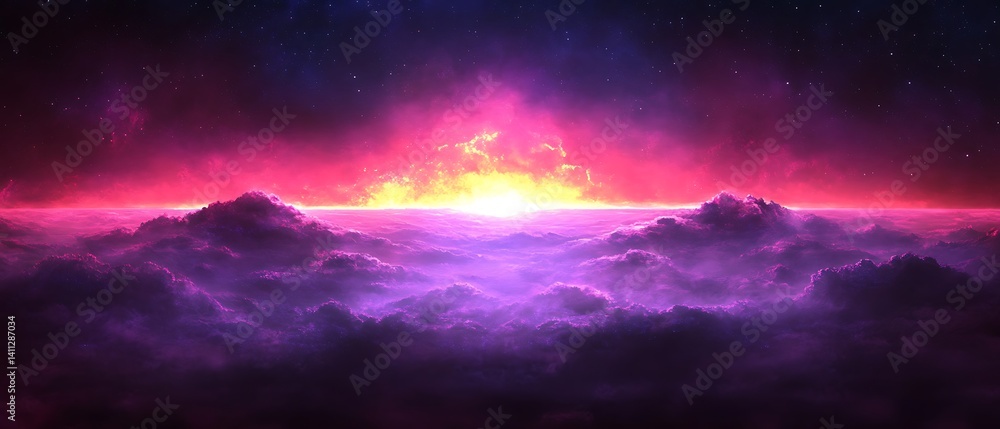 Naklejka premium Sunrise Over Cosmic Clouds