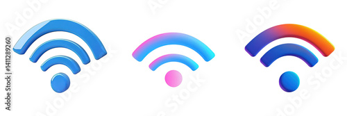 colorful wifi signal icons on white background
