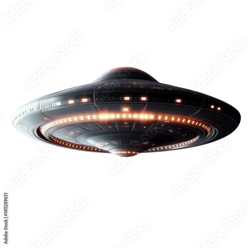 ufo flying saucer on white background.